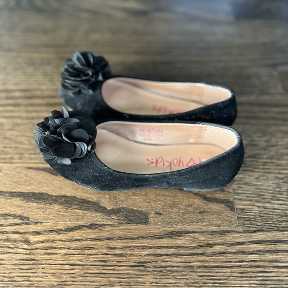 yokids Shoes Little Girls Size 1 Black Flower Velvet Dress Shoe